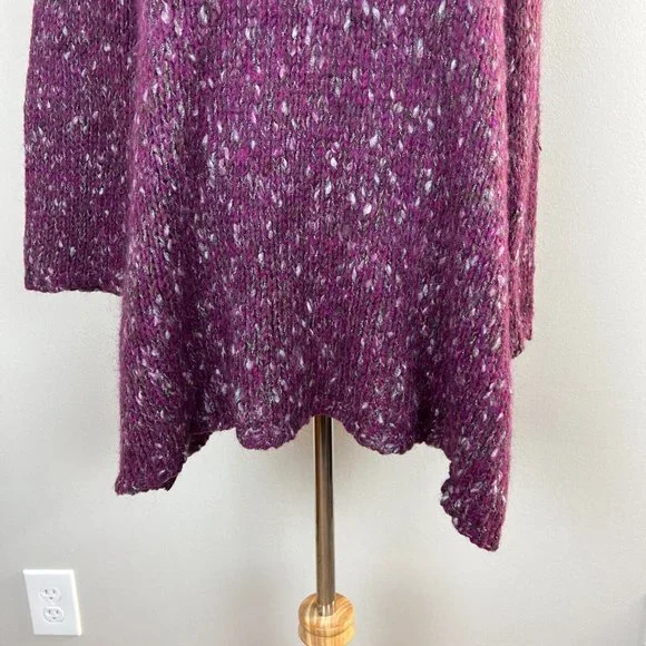 Tricots Jean Marc Tunic Sweater M Purple Open Knit Wool Mohair Blend Womens - Picture 9 of 11